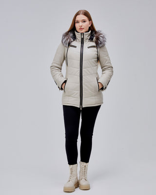 Doudoune en cuir matelassée avec capuche