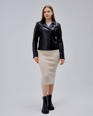 Perfecto court en cuir d’agneau