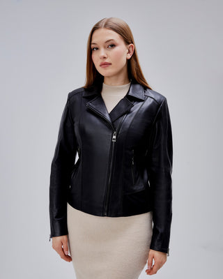 Perfecto court en cuir d’agneau