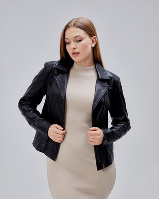 Perfecto court en cuir d’agneau