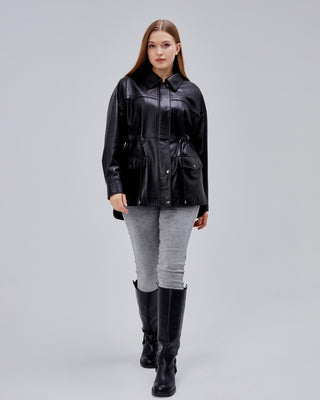 Veste en cuir style parka