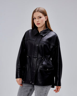 Veste en cuir style parka