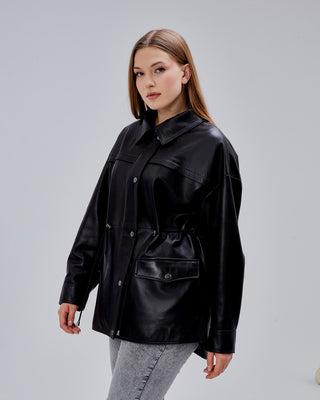 Veste en cuir style parka