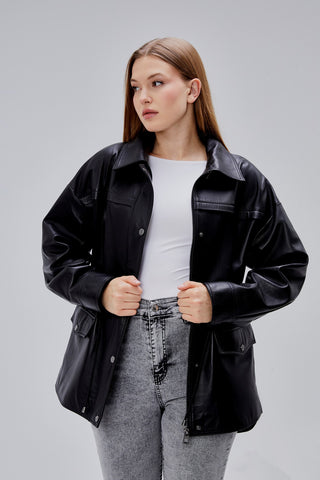 Veste en cuir style parka