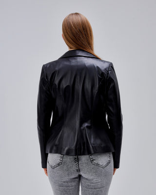 Blazer en cuir cintré, coupe slim élégante