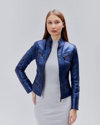 Veste courte en cuir slim