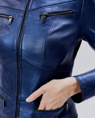 Veste courte en cuir slim