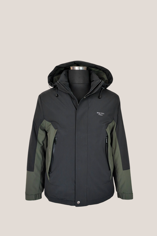 Doudoune matelassée bicolore pour homme – capuche amovible et intérieur chaud