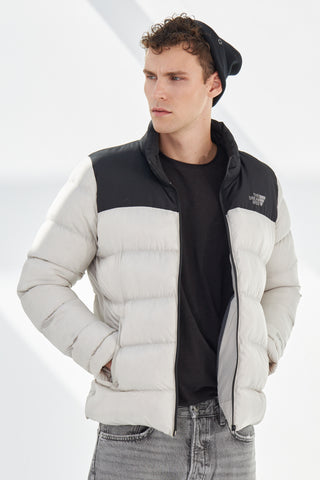 Doudoune matelassée bicolore pour homme – capuchon amovible et poches zippées