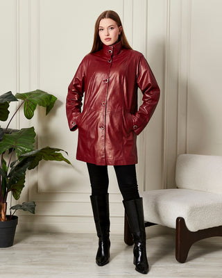 Veste 3/4 en cuir avec doublure satinée