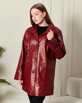 Veste 3/4 en cuir avec doublure satinée