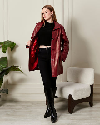 Veste 3/4 en cuir avec doublure satinée