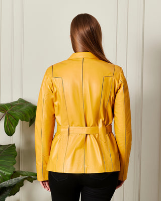 Veste en cuir avec ceinture