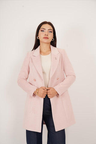 Veste ¾ femme cintrée en laine – col à pointes et coupe élégante