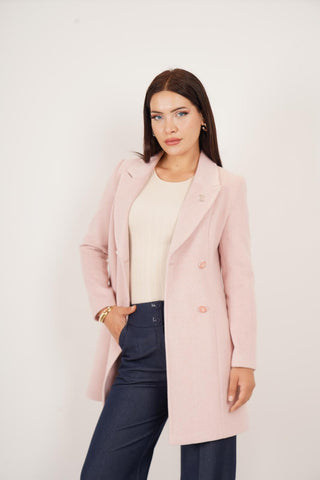 Veste ¾ femme cintrée en laine – col à pointes et coupe élégante