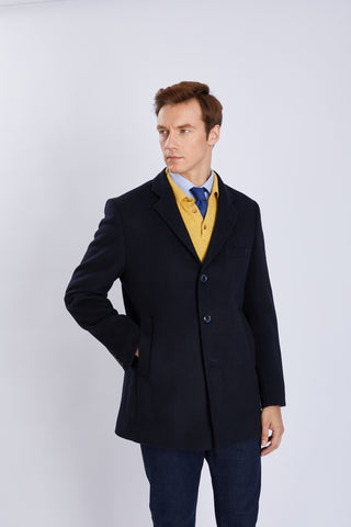 Manteau homme en laine – col classique et fente arrière, élégance intemporelle