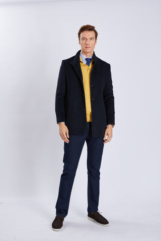 Veste ¾ homme en laine – col montant et coupe élégante