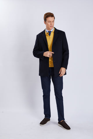 Manteau homme en laine – col classique et fente arrière, élégance intemporelle