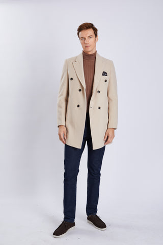 Veste ¾ croisée homme – col à pointes et style italien