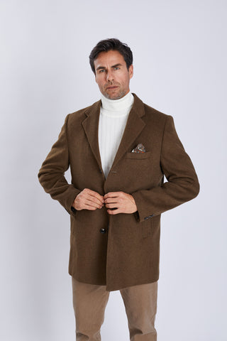 Manteau homme en laine – col classique et fente arrière, élégance intemporelle