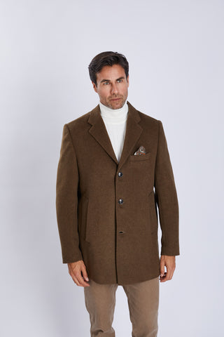 Manteau homme en laine – col classique et fente arrière, élégance intemporelle