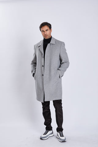 Manteau homme en laine – col classique et fermeture à quatre boutons