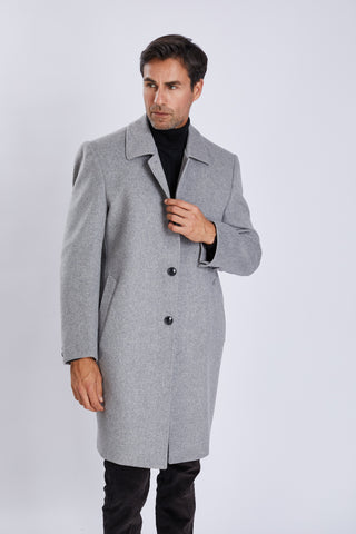 Manteau homme en laine – col classique et fermeture à quatre boutons