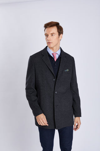 Manteau homme en laine – col classique et fente arrière, élégance intemporelle