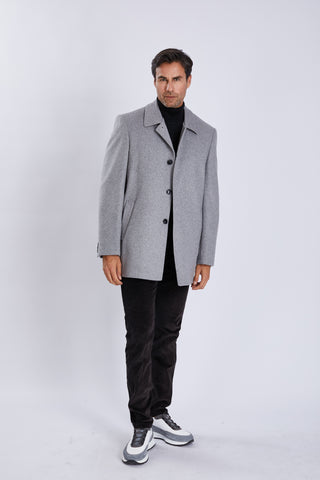 Manteau ¾ homme – coupe élégante et fermeture dissimulée