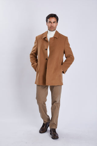 Manteau ¾ homme – coupe élégante et fermeture dissimulée