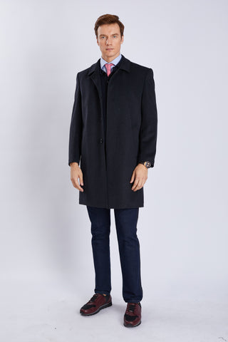 Manteau homme en laine – col classique et fermeture à quatre boutons