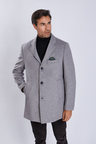 Manteau homme en laine – col classique et fente arrière, élégance intemporelle