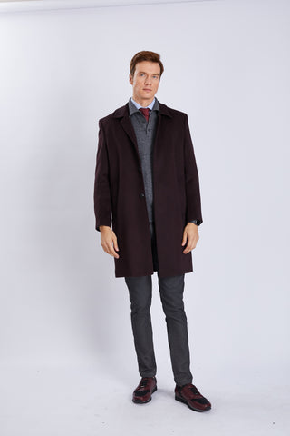 Manteau long homme en laine – ceinture ajustable et col classique