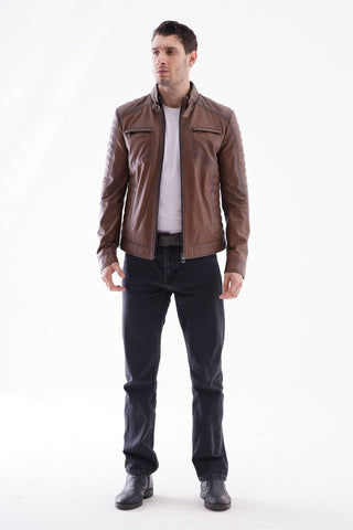 Veste en cuir style motard