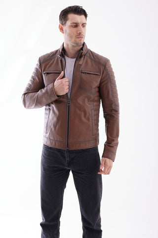 Veste en cuir style motard